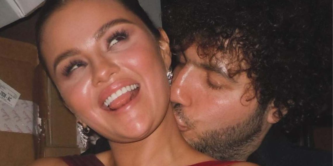 Benny Blanco kissing Selena Gomez on her neck (Credit: selenagomez/Instagram)