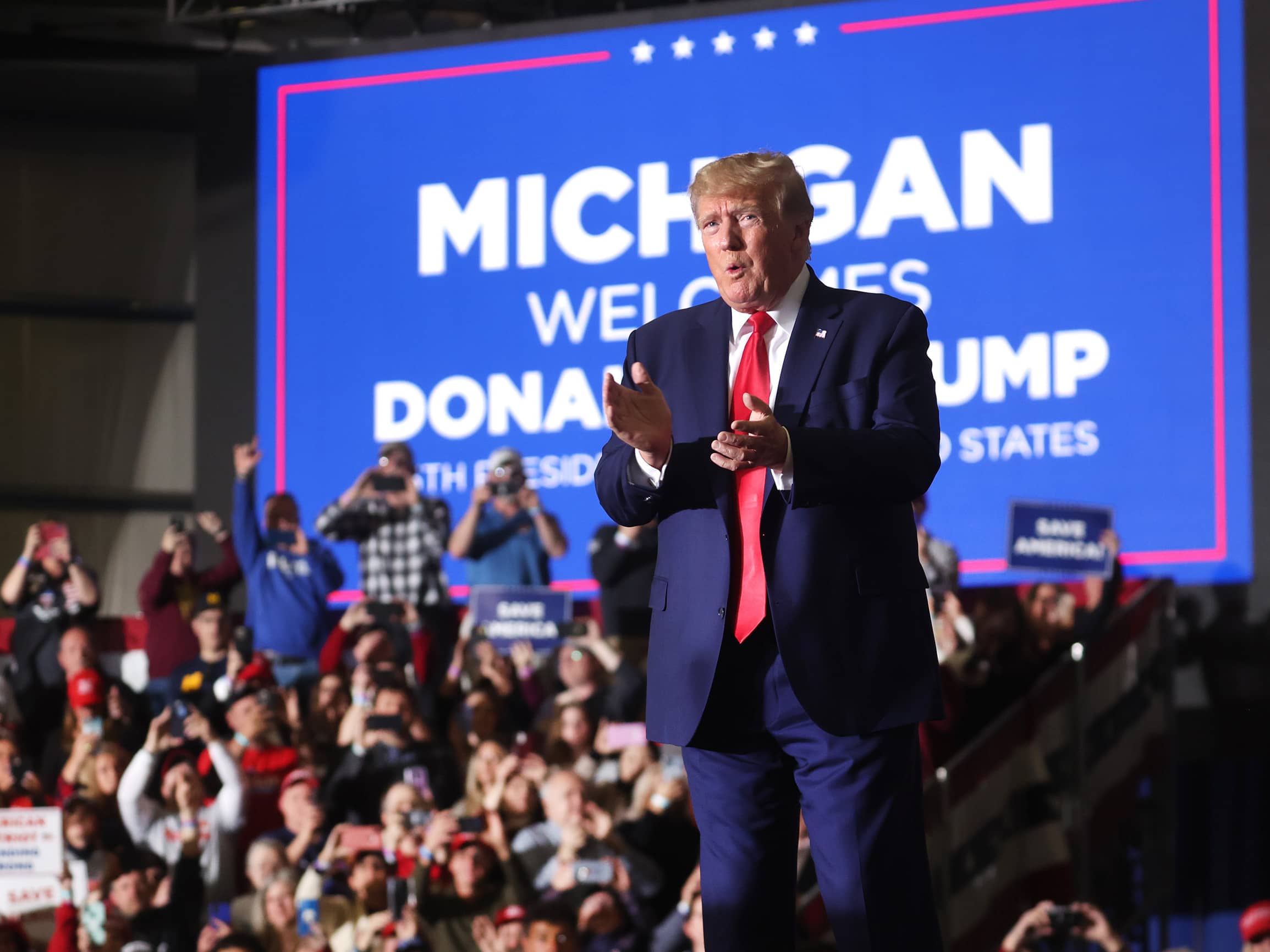 Trump calls out the judge who fined him at the Michigan rally (Credits: NPR)