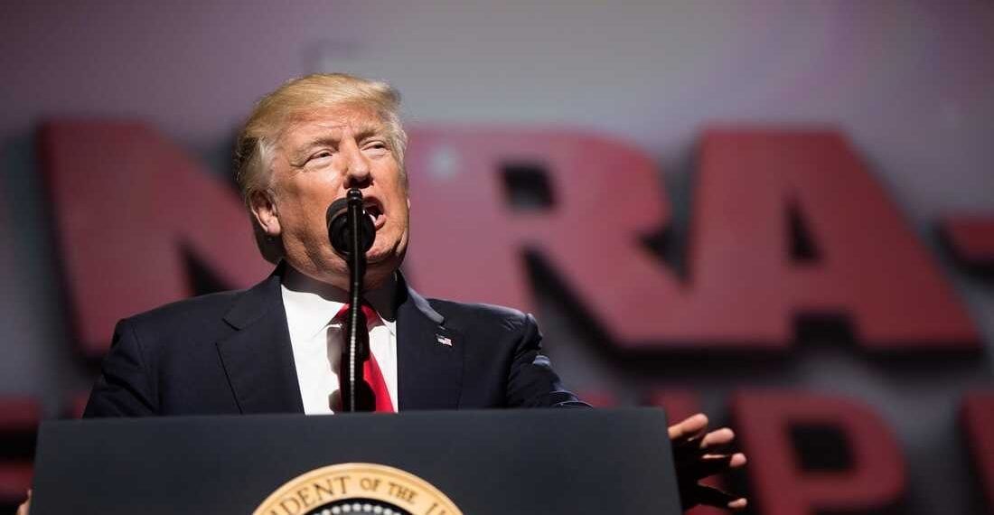 Trump promises undoign gun restriction laws at a recent appearance (Credits: NPR)