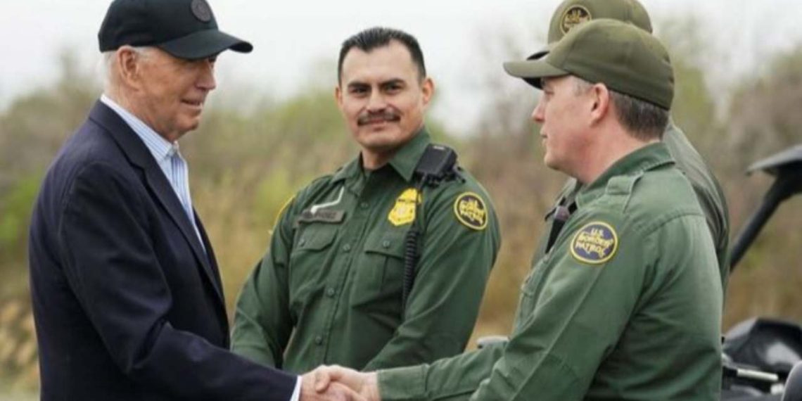 Joe Biden while greeting the US Border members (Credit: YouTube)