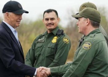 Joe Biden while greeting the US Border members (Credit: YouTube)