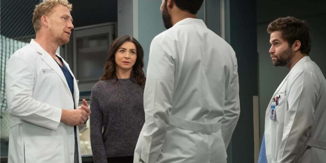 A still from Grey's Anatomy featuring: Kevin McKidd, Caterina Scorsone, Anthony Hill and Jake Borelli (Credit: YouTube)