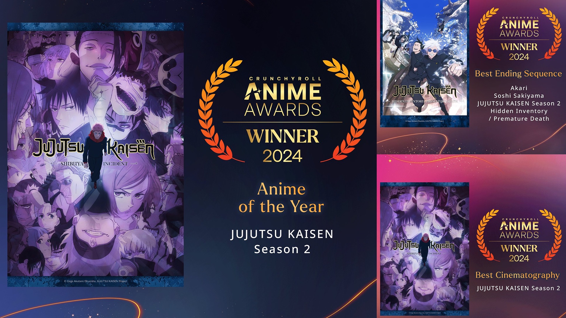 Jujutsu Kaisen Season 2 Dominates Every Categories at Crunchyroll Anime Awards 2024
