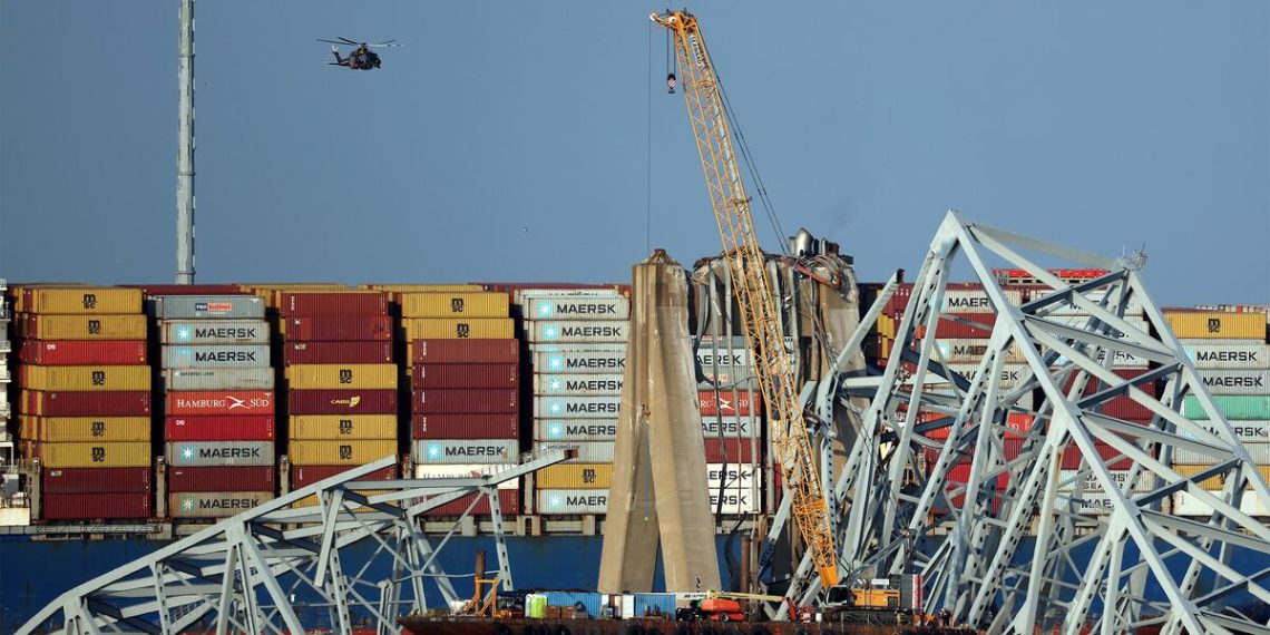 Urgent cleanup efforts underway as massive crane arrives (Credits: Bloomberg)