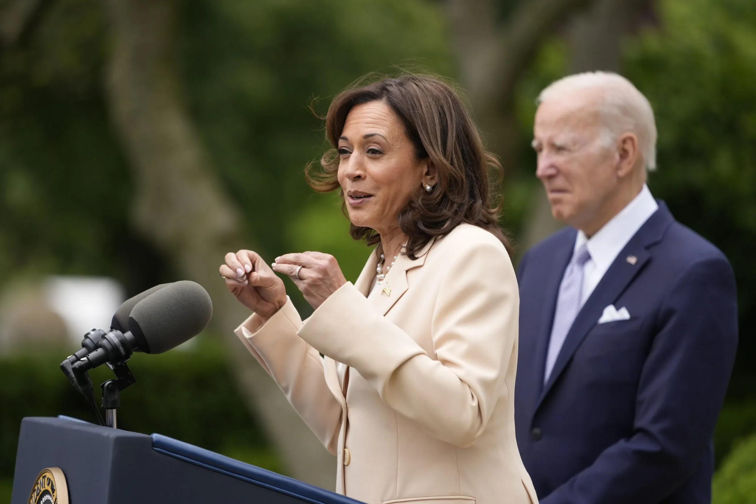 Vice President diverges from Biden, asserts leadership on key issues (Credits: AP Photo)