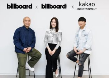 Billboard president Mike Van, Billboard Korea CEO & publisher Yuna Kim and Kakao co-CEO Joseph Chang
Courtesy of Kakao Entertainment (Credits" Kakao Entertainment)