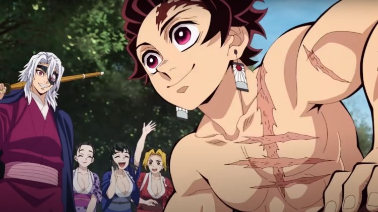 A Still from the 'Hashira Trining Arc' with Tanjiro Kamado and Tengen Uzui