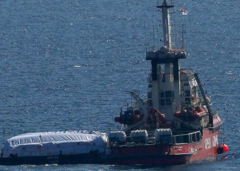 A vessel carrying aid to a pier built by the United States off Gaza set sail from Cyprus