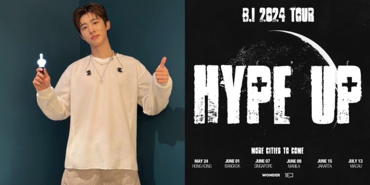 B.I announces his "HYPE UP" tour in Asia, with Singapore as the third stop on June 7, 2024, at Capitol Theatre.