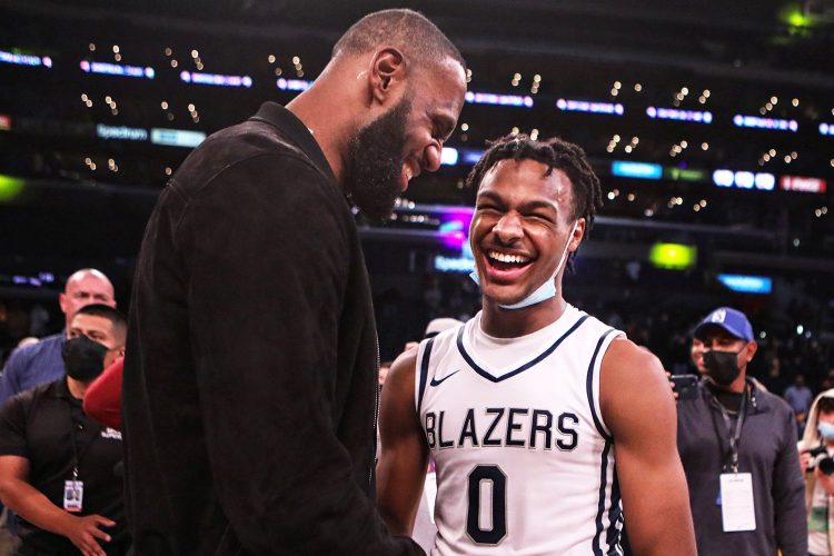 Bronny and LeBron James (Credit: ESPN)