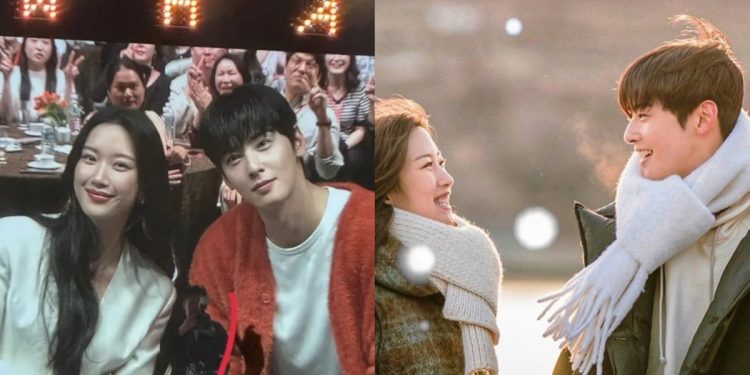 Cha Eunwoo and Moon Ga-young, stars of "True Beauty," recently reunited at a Hanwha Life Insurance event.