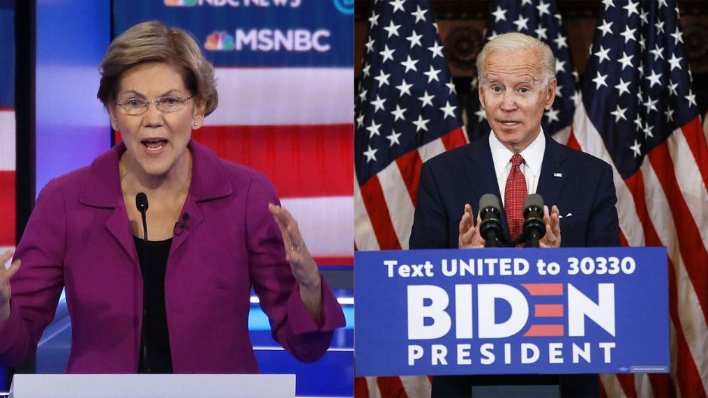 Elizabeth Warren (Left) and President Joe Biden (Right)