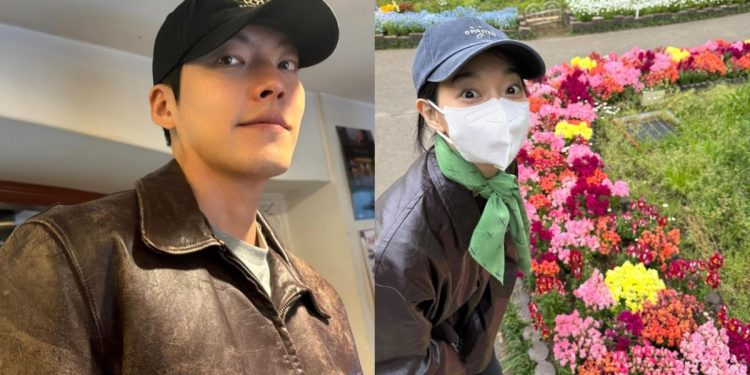 Kim Woo-bin and Shin Min-ah share similar outfits in recent social media posts.