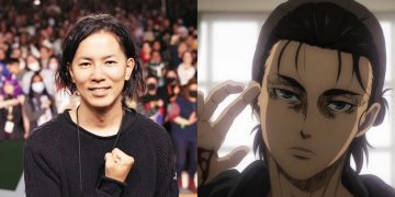 Hajime Isayama (Left), Eren Yeager from the Anime (Right)