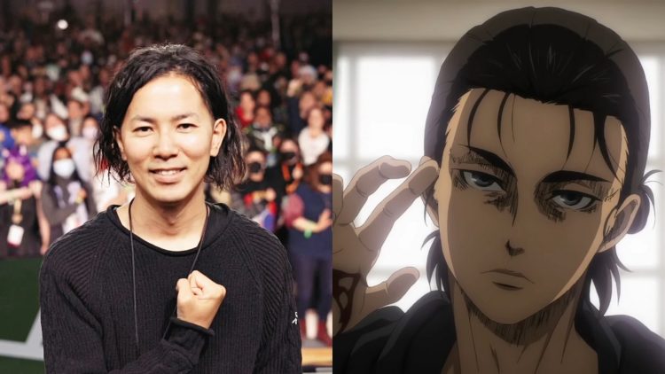 Hajime Isayama (Left), Eren Yeager from the Anime (Right)