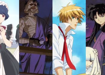 (From Left to Right) Rui Tachibana, Makoto Shishio, Usui Takumi, Naraku