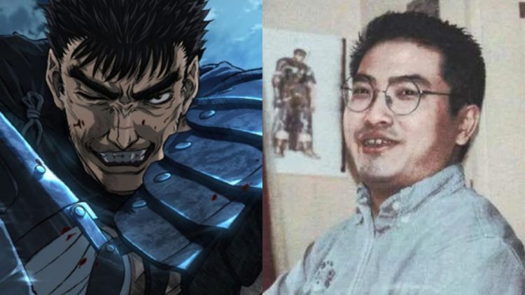 Guts from "Berserk" (Left), Kentaro Miura, Author of "Berserk" (Right)