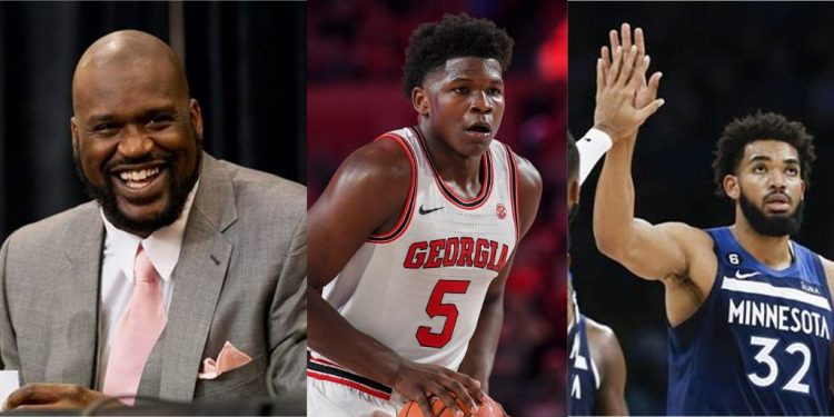 Shaquille O’Neal, Anthony Edwards, and Karl-Anthony Towns from NBA