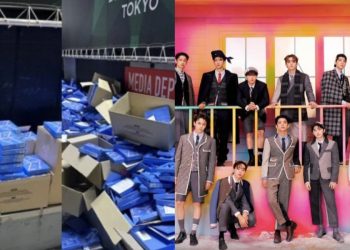 Japanese netizen shares photos of SEVENTEEN albums discarded in Shibuya.