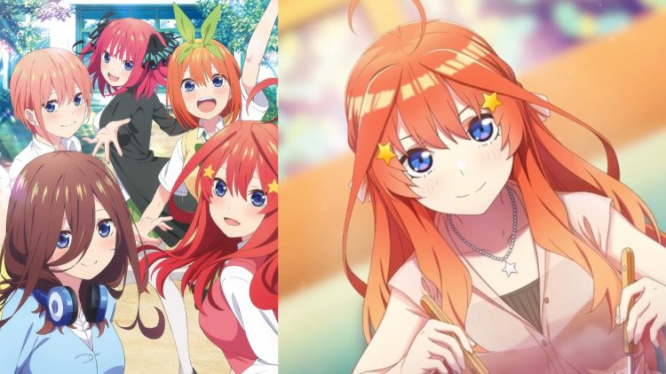 A Poster for 'The Quintessential Quintuplets' (Left), A Still from the visual novel for the Anime (Right)