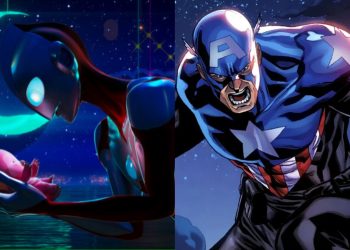 a Still from 'Ultraman: Rising' (Left), Captain America from the Marvel franchise (Right)