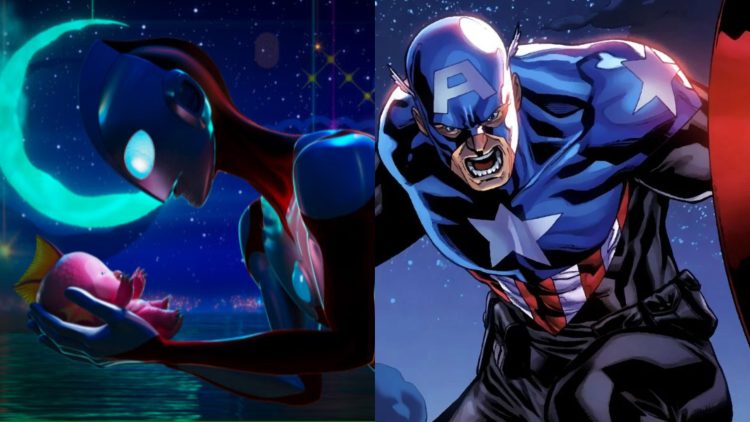 a Still from 'Ultraman: Rising' (Left), Captain America from the Marvel franchise (Right)