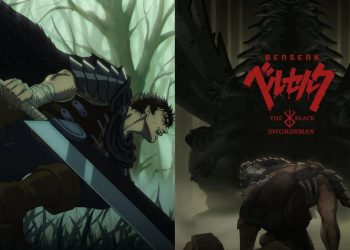 A Still from 'Berserk: Black Swordsman Arc' (Left), A Poster for the Animation