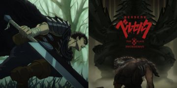 A Still from 'Berserk: Black Swordsman Arc' (Left), A Poster for the Animation