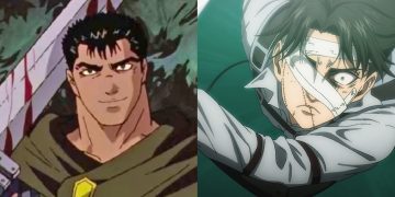 Guts, pictured left, from 'Berserk' (Studio GEMBA), Levi, pictured right, from 'Attack On Titan' (MAPPA)