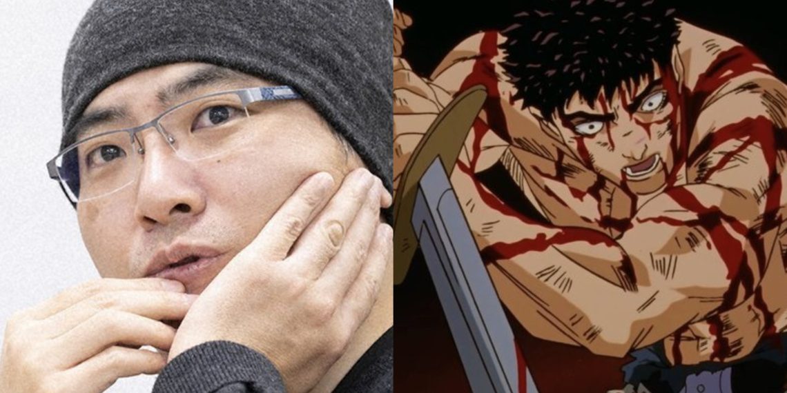 Kentaro Miura (Left), Guts from the 'Berserk' Anime