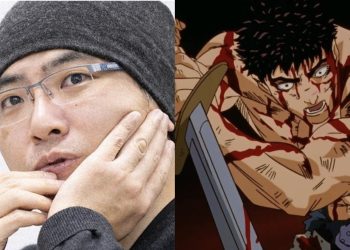 Kentaro Miura (Left), Guts from the 'Berserk' Anime