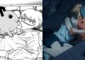 Denji and Pochita in the Manga (Left) by Tatsuki Fujimoto and in the Anime (Right) (MAPPA)
