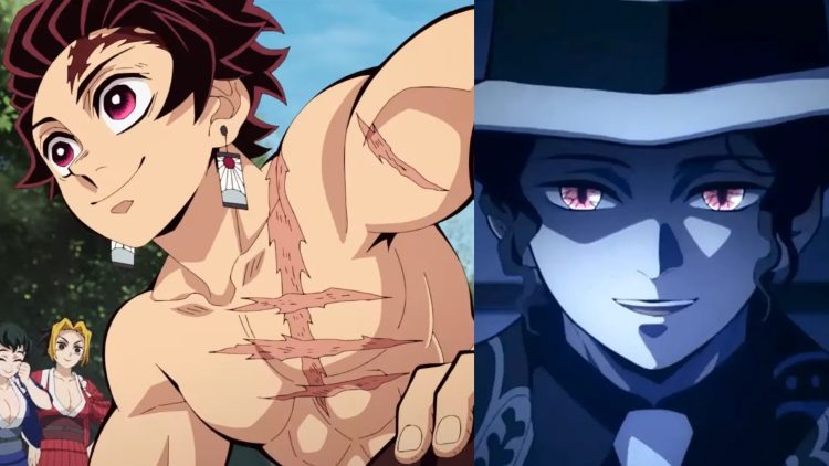 A Still from "Demon Slayer: Hashira Training Arc" (Left), Muzan Kibutsuji from the Anime (Right)