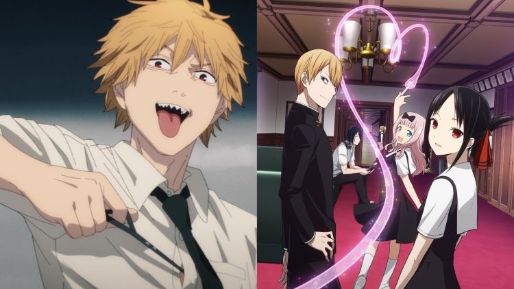 Denji from 'Chainsaw Man' (Left), A Poster for 'Kaguya-sama: Love Is War'