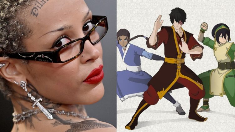 Doja Cat (left), A Poster for the Fortnite x Avatar: The Last Airbender Crossover (Right)