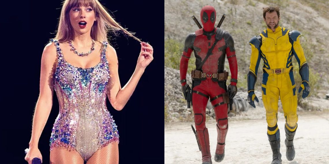 Taylor Swift at the Eras Tour (Left), A Still from 'Deadpool And Wolverine' the movie (Right) (Marvel Studios)