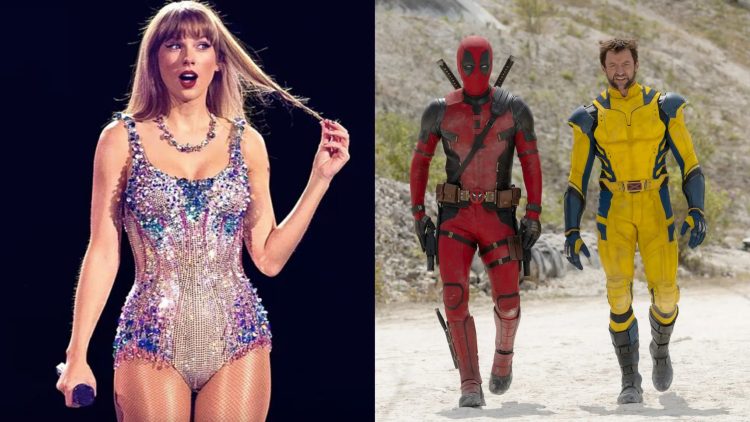 Taylor Swift at the Eras Tour (Left), A Still from 'Deadpool And Wolverine' the movie (Right) (Marvel Studios)