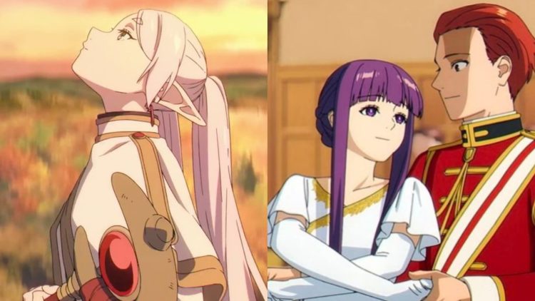A Still from "Frieren: Beyond Journey’s End" Anime (Left), Characters from the Anime (Right)