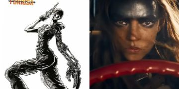 The Furiosa illustration by Tetsuo Hara (Left), Furiosa from 'Furiosa: A Mad Max Saga' (Right)