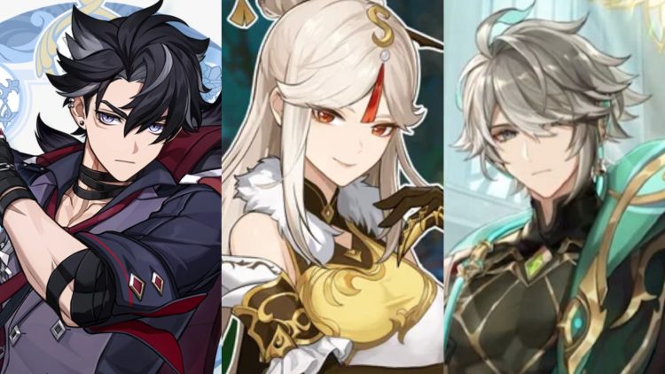 Wriothesley (Left), Ningguang (Middle), Alhaitham (Right) from Genshin Impact