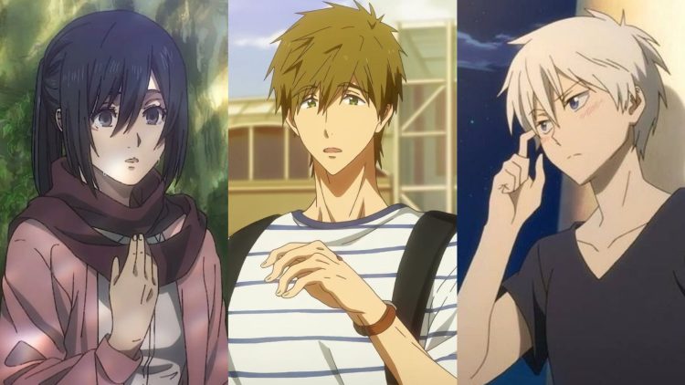Mikasa Ackerman from "Attack On Titan" (Left), Makoto  Tachibana from "Free" (Middle), Zen Wistaria from "Snow White With The Red Hair"