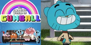 A Poster for "The Amazing World Of Gumball" (Left), Gumball from the show (Right)