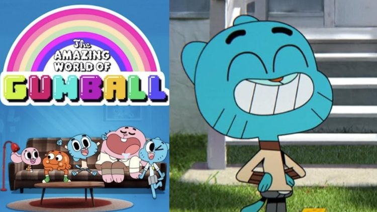 A Poster for "The Amazing World Of Gumball" (Left), Gumball from the show (Right)