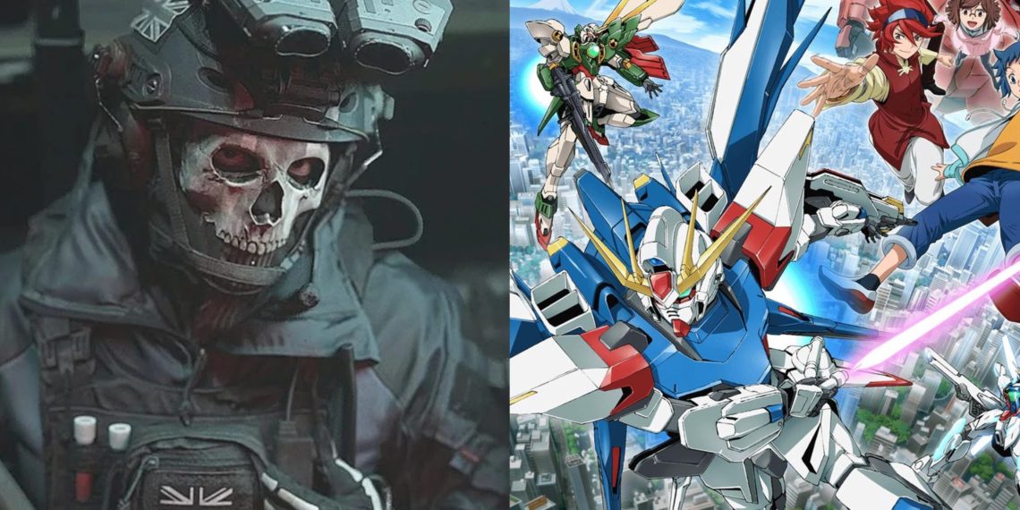 Ghost from the 'Call of Duty' franchise (Left), An illustration for 'Mobile Suit Gundam'