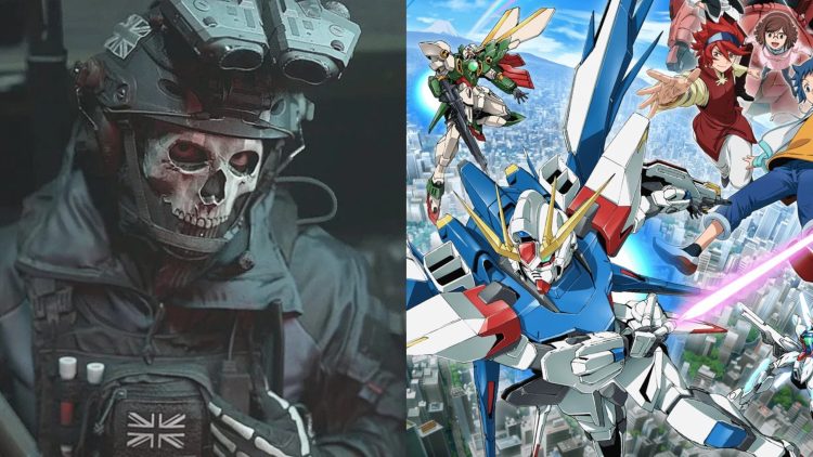 Ghost from the 'Call of Duty' franchise (Left), An illustration for 'Mobile Suit Gundam'