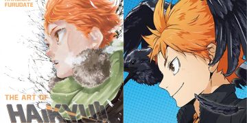 An illustration for 'The Art Of Haikyuu!!' (Left), Hinata Shoyo from the Anime (Right)