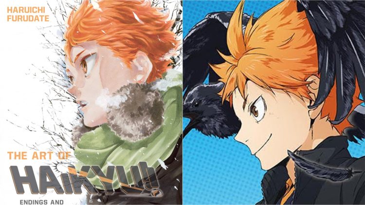 An illustration for 'The Art Of Haikyuu!!' (Left), Hinata Shoyo from the Anime (Right)