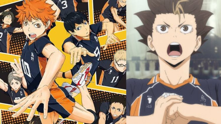 A Poster for 'Haikyuu!!!' Anime (Left), Nishinoya Yuu from the Anime