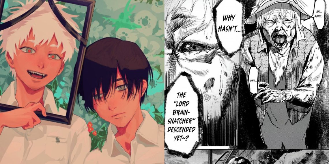 Manga illustration of 'The Summer Hikaru Died' (Left), A Panel from the Manga series (Right) (Credits: Mokumokuren)