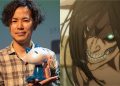 The creator of "Attack On Titan" Hajime Isayama (Left), Eren Yeager in his Titan Form (Right)